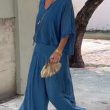 ESMERALDA – SET DIN DOUĂ PIESE CU PANTALONI LARGI DIN CHIFFON ELEGANT