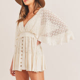 Mira – Rochie Mini Retro de Damă din Dantelă cu Decolteu în V