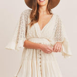 Mira – Rochie Mini Retro de Damă din Dantelă cu Decolteu în V