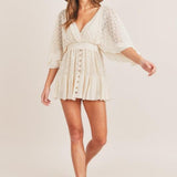 Mira – Rochie Mini Retro de Damă din Dantelă cu Decolteu în V