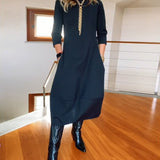 Nele – Rochie de Damă Midi Elegantă cu Mâneci 3/4 și Buzunare