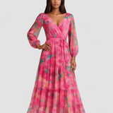 Lirea™ | Rochie maxi din chiffon cu imprimeu acquerel