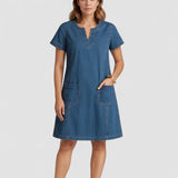 Raquel™ | Rochie tunică din denim cu buzunare