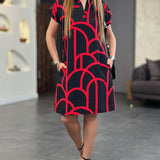 Anneliese – Rochie Polo de Damă cu Imprimeu Grafic și Croi Lejer