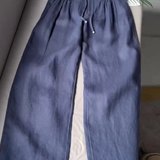 Camille | Pantaloni cu Picior Larg din Amestec de Bumbac și In