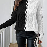 LEOVIA | Pulover Elegant cu Dungi și Guler Înalt