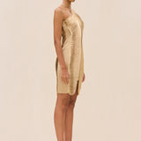 Sahara – Rochie Mini Metallic Sculpt pentru Damă Elegantă