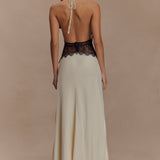 Kalira – Rochie Maxi Damă Elegantă din Satin cu Dantelă Roz