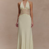 Kalira – Rochie Maxi Damă Elegantă din Satin cu Dantelă Roz