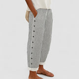 Caitlin | Pantaloni cu Butoni și Dungi Eleganți