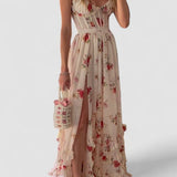 Yuna – Rochie Lungă Damă cu Model Floral Elegant și Vaporos