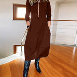 Nele – Rochie de Damă Midi Elegantă cu Mâneci 3/4 și Buzunare