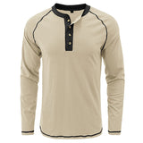 Cămașă elegantă din bumbac cu guler Henley