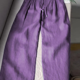 Camille | Pantaloni cu Picior Larg din Amestec de Bumbac și In