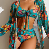 ALANI – SET DE BIKINI CU PRINT TROPICAL ȘI CAPA