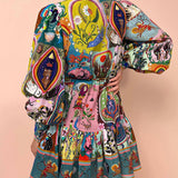 Madeleine – Rochie de Damă Elegantă cu Imprimeu Floral și Mâneci Lungi