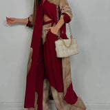 ISABEAU – SET TOP CU PRINT PATCHWORK TENDENȚĂ ȘI PANTALONI LARGI