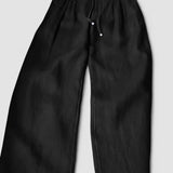 Camille | Pantaloni cu Picior Larg din Amestec de Bumbac și In