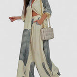 ISABEAU – SET TOP CU PRINT PATCHWORK TENDENȚĂ ȘI PANTALONI LARGI