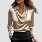 Sophy – Bluză de Damă Elegantă din Satin cu Decolteu Drapat
