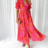 Elora – Rochie de Damă Elegantă Lungă cu Model Floral