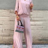 ESMERALDA – SET DIN DOUĂ PIESE CU PANTALONI LARGI DIN CHIFFON ELEGANT