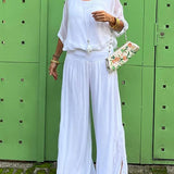 ESMERALDA – SET DIN DOUĂ PIESE CU PANTALONI LARGI DIN CHIFFON ELEGANT