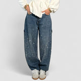 Raphaelle | Pantaloni Cargo Denim Trendy cu Stele