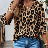 Alba – Bluză în stil lejer cu imprimeu leopard