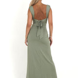 Reniva – Rochie Maxi de Damă Elegantă Verde cu Croi Sculptat