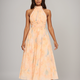 Joli™ | Rochie maxi cu decolteu și model acquerel