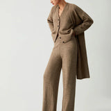 Set de trei piese cu cardigan lung și pantaloni casual