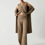 Set de trei piese cu cardigan lung și pantaloni casual