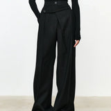 Pantaloni de birou asimetrici cu talie și picior drept