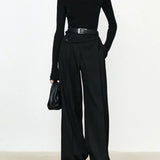 Pantaloni de birou asimetrici cu talie și picior drept