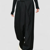 Pantaloni de birou asimetrici cu talie și picior drept