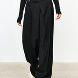 Pantaloni de birou asimetrici cu talie și picior drept