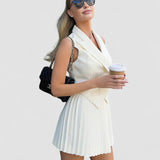Set Vestă și Fustă Mini Plisată