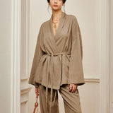 Set de pantaloni șifonați cu curea pentru ținute casual