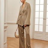 Set de pantaloni șifonați cu curea pentru ținute casual