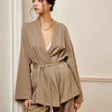 Set de pantaloni șifonați cu curea pentru ținute casual