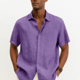 Cămașă cu Buton - Guler Deschis și Mâneci Scurte Ventilate