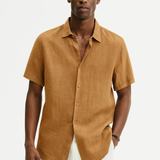 Cămașă cu Buton - Guler Deschis și Mâneci Scurte Ventilate