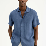 Cămașă cu Buton - Guler Deschis și Mâneci Scurte Ventilate