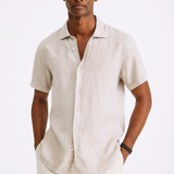 Cămașă cu Buton - Guler Deschis și Mâneci Scurte Ventilate