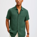 Cămașă cu Buton - Guler Deschis și Mâneci Scurte Ventilate