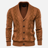 Francisco | Cardigan Argyle Mistura Suva Confortabilitate
