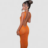 Lana – Rochie de Damă Tricotată Strălucitoare cu Spate Liber