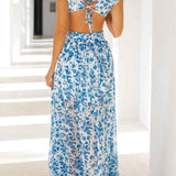 Isadora – Rochie Maxi de Damă cu Mâneci Volan și Decupaje