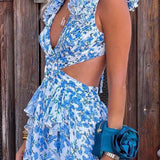 Isadora – Rochie Maxi de Damă cu Mâneci Volan și Decupaje